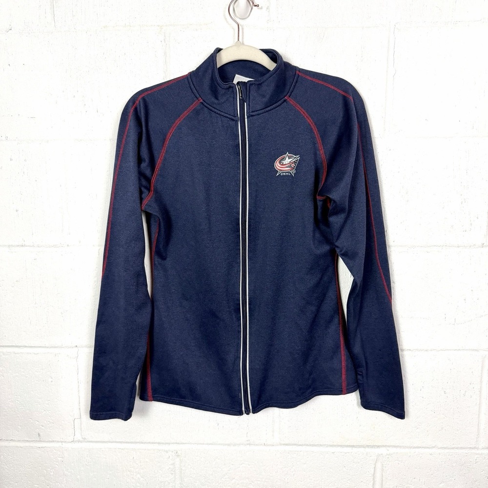NHL Columbus Blue Jackets Full Zip Fleece Jacket SZ M Lightweight Logo Hockey